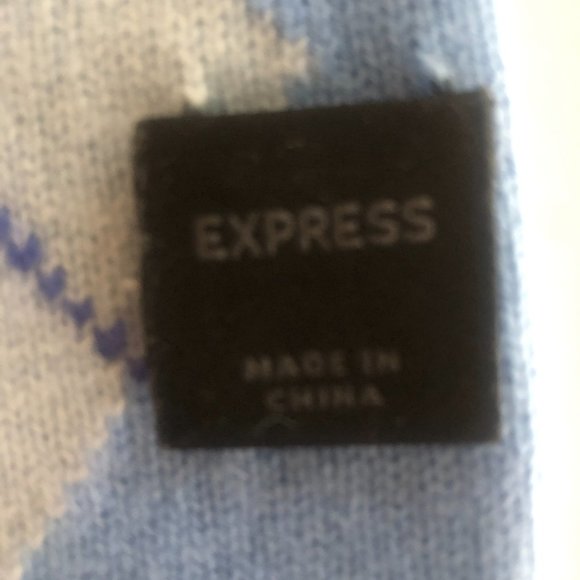 Express Blue Cashmere Argyle Scarf - Picture 3 of 4